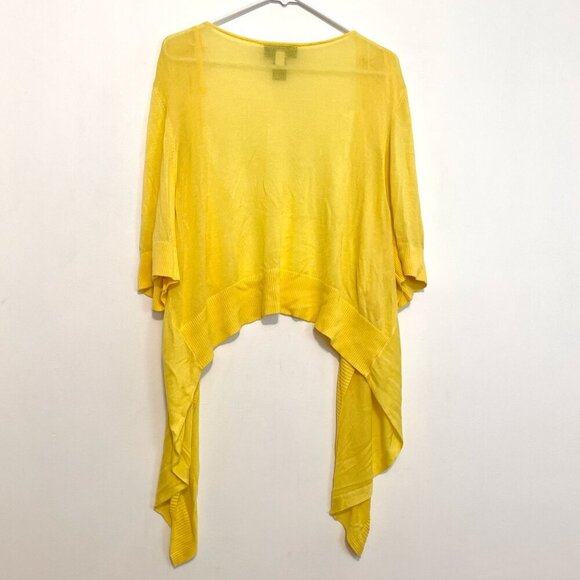 LANE BRYANT Plus Size Bright Yellow Open Drape Front Waterfall Cardigan Sweater - Picture 10 of 15